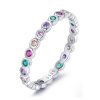 S925 Sterling Silver Simple Colorful Zircon Women Ring