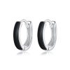 S925 Sterling Silver Simple Black White Ear Studs Women Earrings