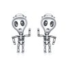 S925 Sterling Silver Cool Skeleton Man Ear Studs Women Earrings