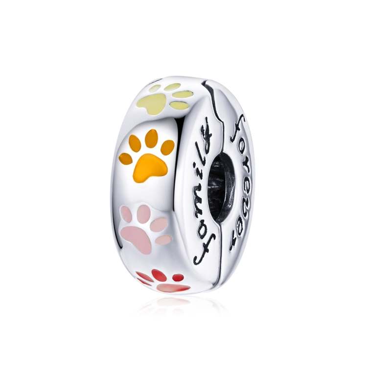 S925 Sterling Silver Colorful Paw Print Beads DIY Bracelet Necklace Accessories