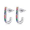 S925 Sterling Silver Christmas Cane Ear Studs Women Earrings