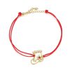 S925 Sterling Silver Christmas Socks Red Rope Bracelet Women Jewelry
