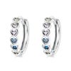 S925 Sterling Silver Rainbow Heart Ear Buckle Women Earrings