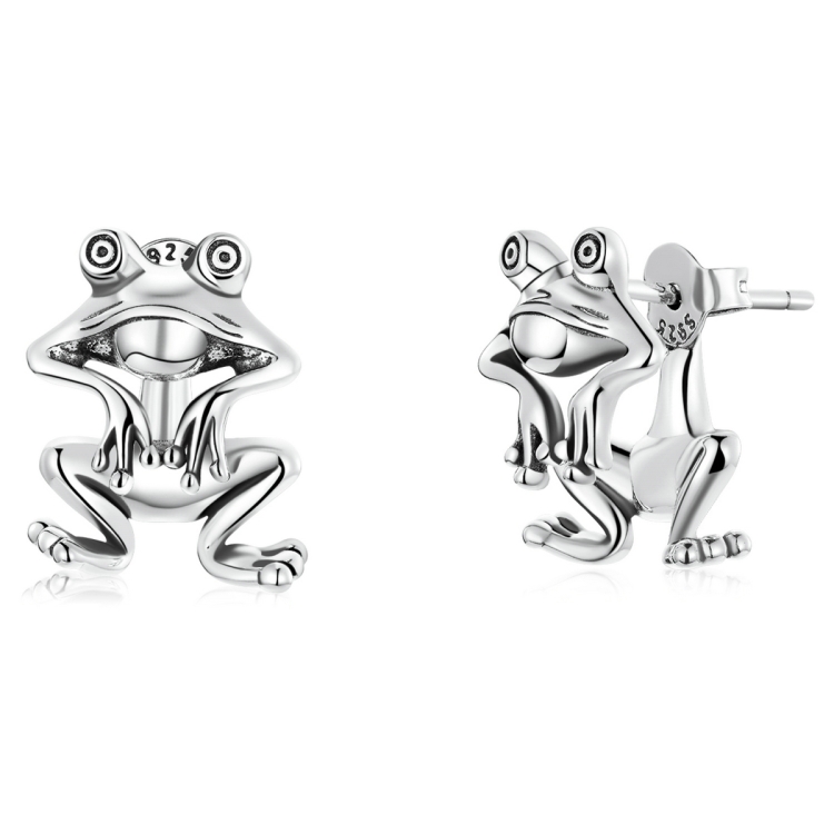 S925 Sterling Silver Fun Frog Ear Studs Women Earrings