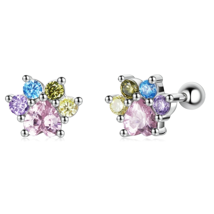 S925 Sterling Silver Color Zircon Cute Claw Ear Stud Women Earrings