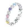 S925 Sterling Silver Rainbow Heart Zircon Women Ring