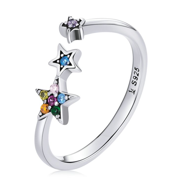 S925 Sterling Silver Star Women Open Ring