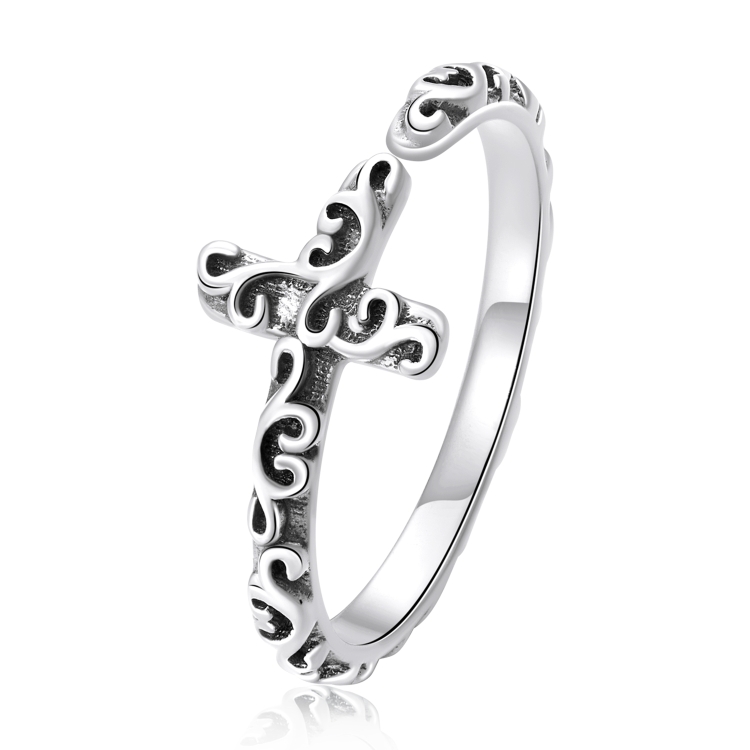 S925 Sterling Silver Retro Cross Women Ring