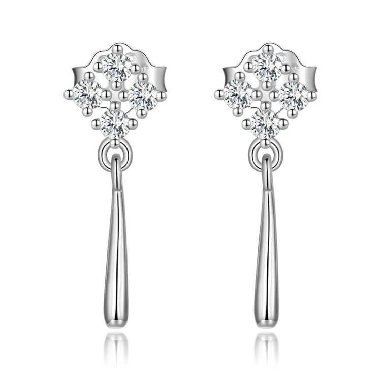 S925 Sterling Silver Bright Ear Stud Women Earrings