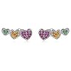S925 Sterling Silver Colorful Heart Ear Stud Women Earrings