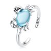 S925 Sterling Silver Cute Crab Women Open Ring