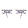 S925 Sterling Silver Pink Dragonfly Ear Stud Women Earrings