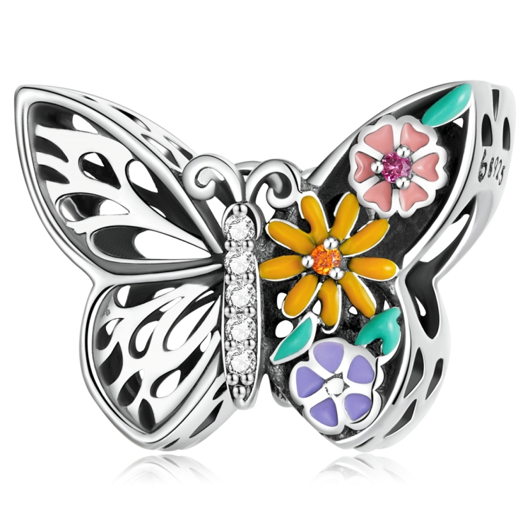 S925 Sterling Silver Flower Butterfly Beads DIY Bracelet Necklace Accessories