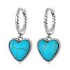 S925 Sterling Silver Heart Turquoise Ear Buckle Women Earrings