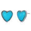 S925 Sterling Silver Heart Turquoise Ear Stud Women Earrings