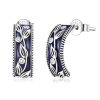 S925 Sterling Silver Retro Flower Texture Ear Stud Women Earrings