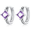 S925 Sterling Silver Purple Zircon Snake Pattern Ear Buckle Women Earrings