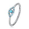 S925 Sterling Silver Turquoise Devil Eye Women Ring