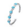 S925 Sterling Silver Turquoise Twist Women Open Ring