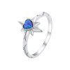 S925 Sterling Silver White Gold Plated Heart Shape Star Opal Ring Bracelet