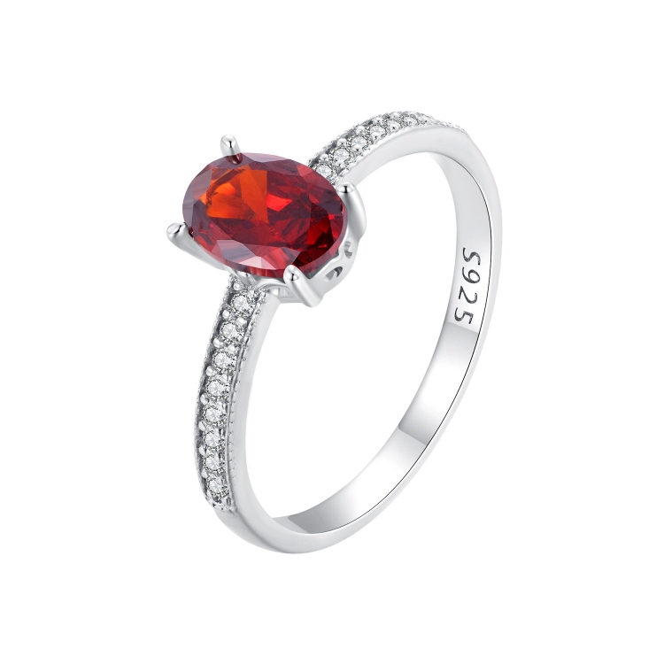 S925 Sterling Silver White Gold Plated Zircon Exquisite Pomegranate Ring Hand Decoration