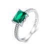 S925 Sterling Silver White Gold Plated Light Luxury Green Diamond Ring Hand Decoration