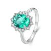 S925 Sterling Silver White Gold Plated Large Main Stone Ring Hand Decoration
