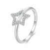 S925 Sterling Silver White Gold Plated Hollow Star Ring Hand Decoration