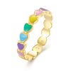 S925 Sterling Silver Gold-plated Personalized Colorful Love Ring Hand Decoration