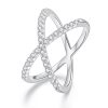 S925 Sterling Silver White Gold Plated Dual Layer Moissanite Ring Hand Decoration