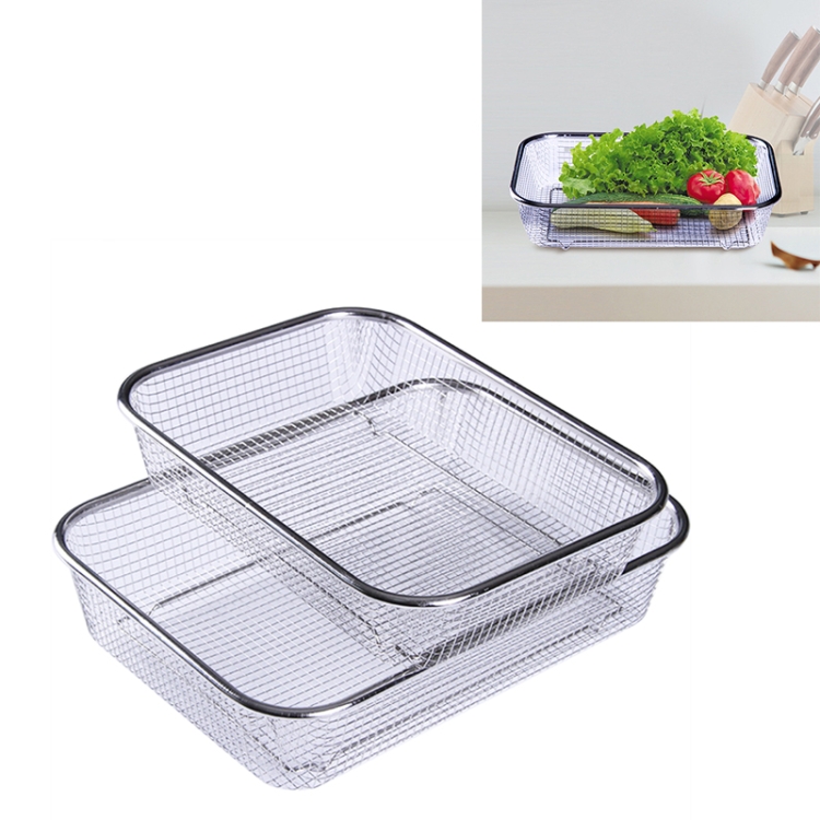 Household Creative Rectangular Kitchen Stainless Steel Fruit Vegetable Storage Basket Hollowed Drain Washing Box