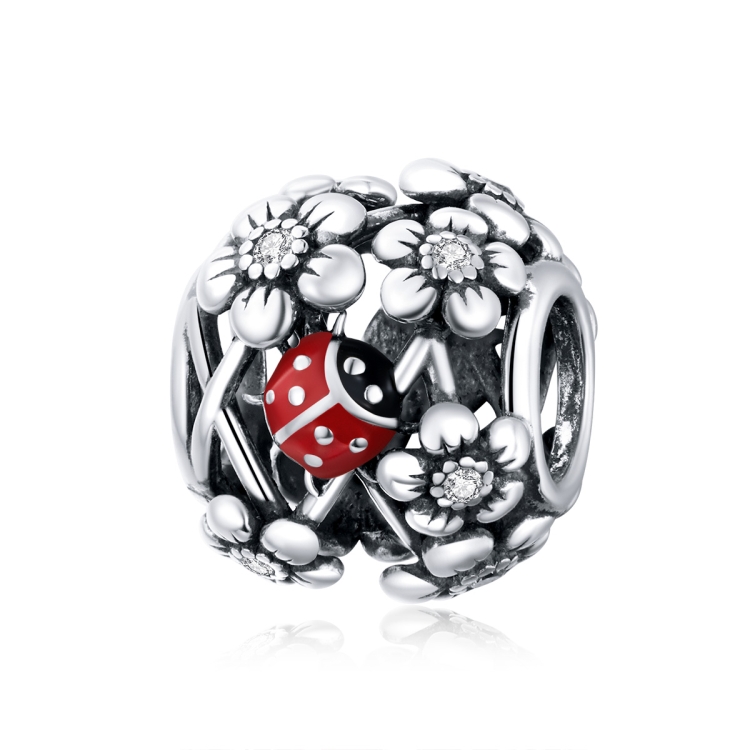 S925 Sterling Silver Garden Elves Ladybug Beads DIY Bracelet Necklace Accessories