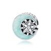 S925 Sterling Silver Snowy Moon Night Beads DIY Bracelet Necklace Accessories