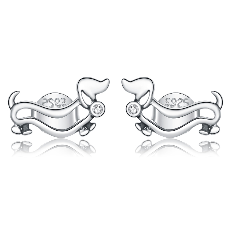S925 Sterling Silver Cute Dog Women Earrings