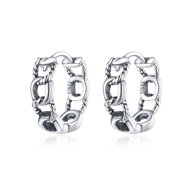 S925 Sterling Silver Simple Hollow Chain Women Earrings