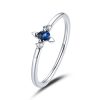 S925 Sterling Silver Simple Cross Women Zircon Ring