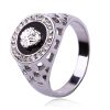 Hip Hop 18K Gold Plated Lion Head Rhinestone Ring for Men, US Size: 11, Inner Diameter: 21mm, Perimeter: 64.6mm