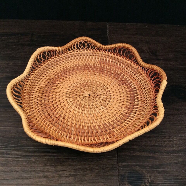 GP3 Braided Sweet Vegetable Fruit Snack Storage Tray Basket, Size: L