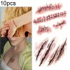 10pcs S-165 Halloween Terror Wound Realistic Scratches Injury Scar Temporary Tattoo Sticker