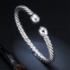 Europe and America Style Female Brass-plating Jewelry  Silver Garlic Magnetic Health Open Bracelet, Size: 8mm*17cm