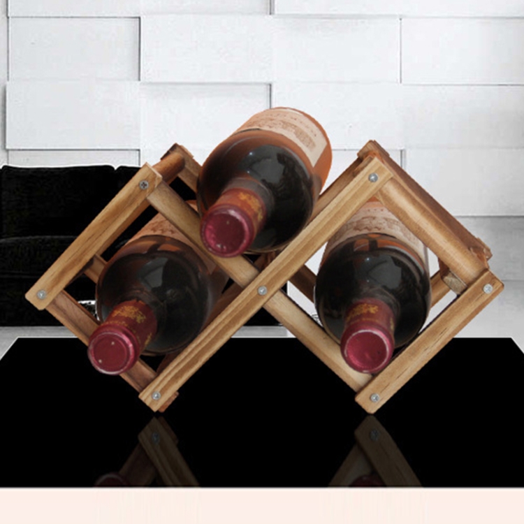 3 Bottles Racks Foldable Wine Stand Wooden Wine Holder Kitchen Bar Display Shelf