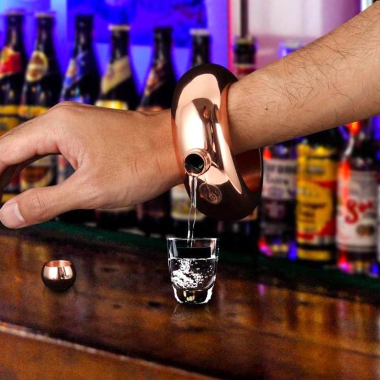 Fashion Creative 100ML Thickened Stainless Steel Bracelet Jug  3.5 Oz,Random Color Delivery