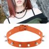 Punk Style Fashion Street Dance Rock Leather Rivet Necklace Collar, Random Color Delivery