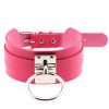 European and American Harajuku PU Leather Silver Single Ring Collar Wide Street-Snap Nightclub O-shaped Choker Necklace