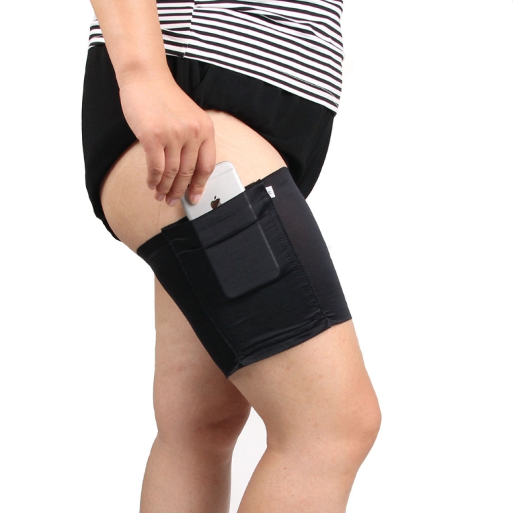 Women Solid Color Silicone Antiskid Non-slip Thigh Sock Anti Chafing Elastic Bands with Card Mobile Phone Bag, Size: 50-55cm