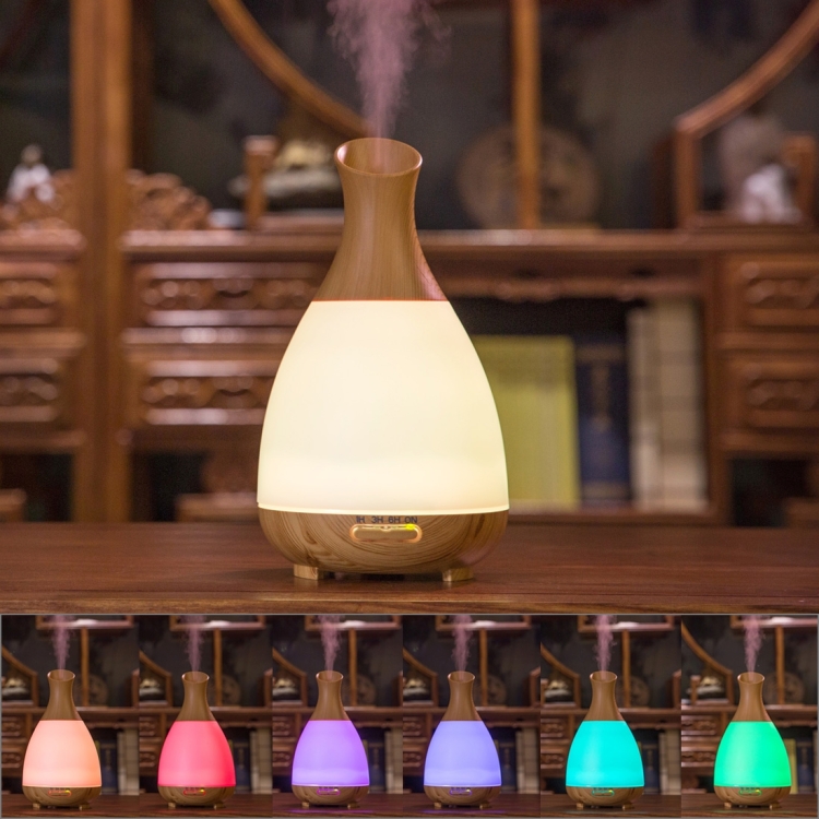 200ML Colorful Light Wood Grain Portable Vase Shape Aromatherapy Air Purifier Humidifier for Home / Office