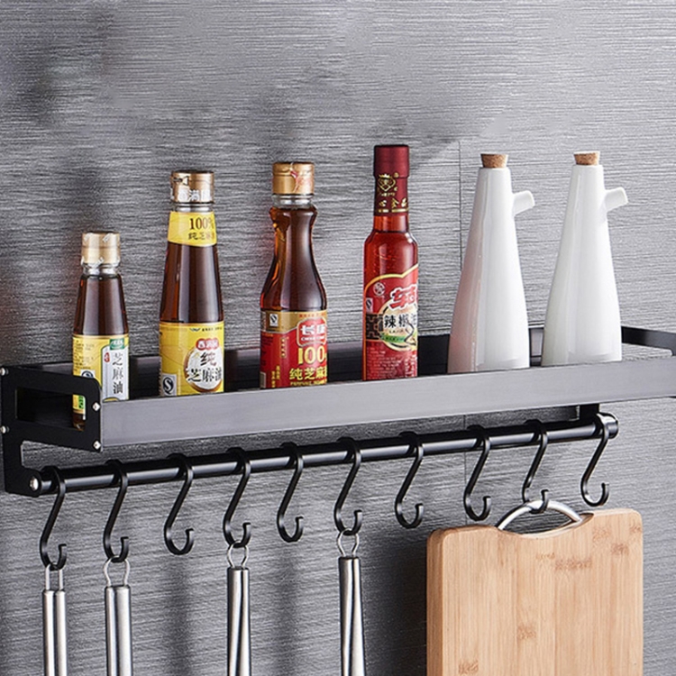 60cm 10 Hooks Kitchen Multi-function Wall Hanging Holder Seasoning Storage Rack