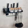 A Version 50cm 1 Cup  8 Hooks Kitchen Multi-function Wall-mounted Condiment Holder Storage Rack