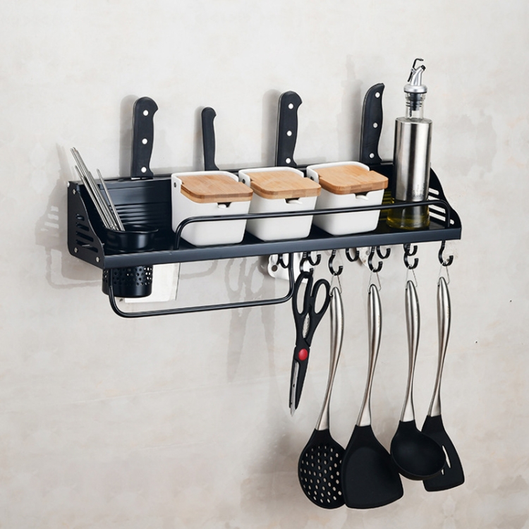 A Version 60cm 1 Cup  10 Hooks Kitchen Multi-function Wall-mounted Condiment Holder Storage Rack