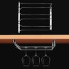 MICLAN Three Rows Stainless Steel Hanging Wine Glass Holder, Size: 34*32*27cm